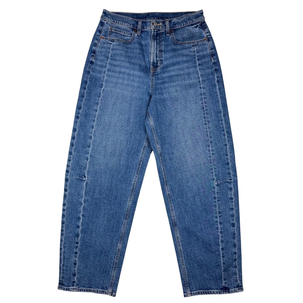 Old Navy Baggy Barrel Leg Jeans High Rise Medium Wash Womens 8 Tall Ankle Y2K